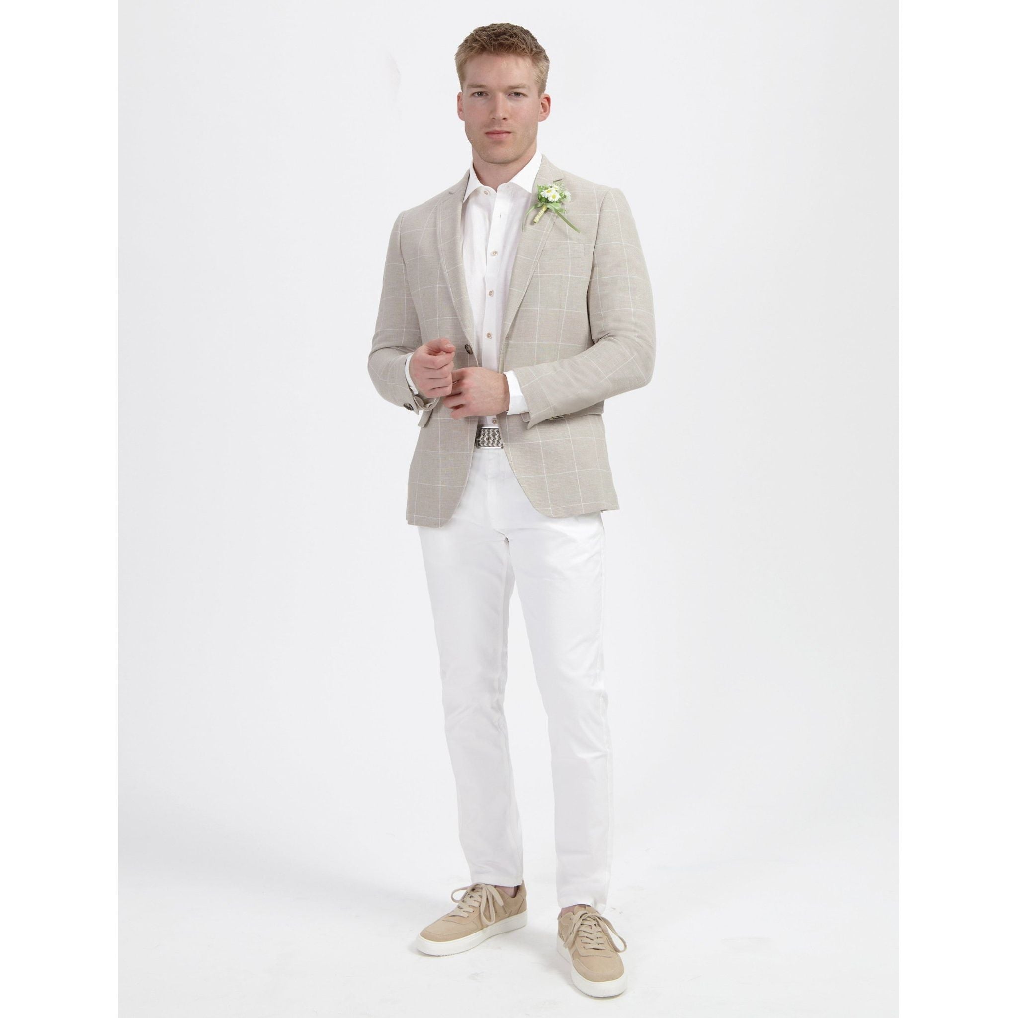 Colbert ruit katoen - linnen zand - Gents