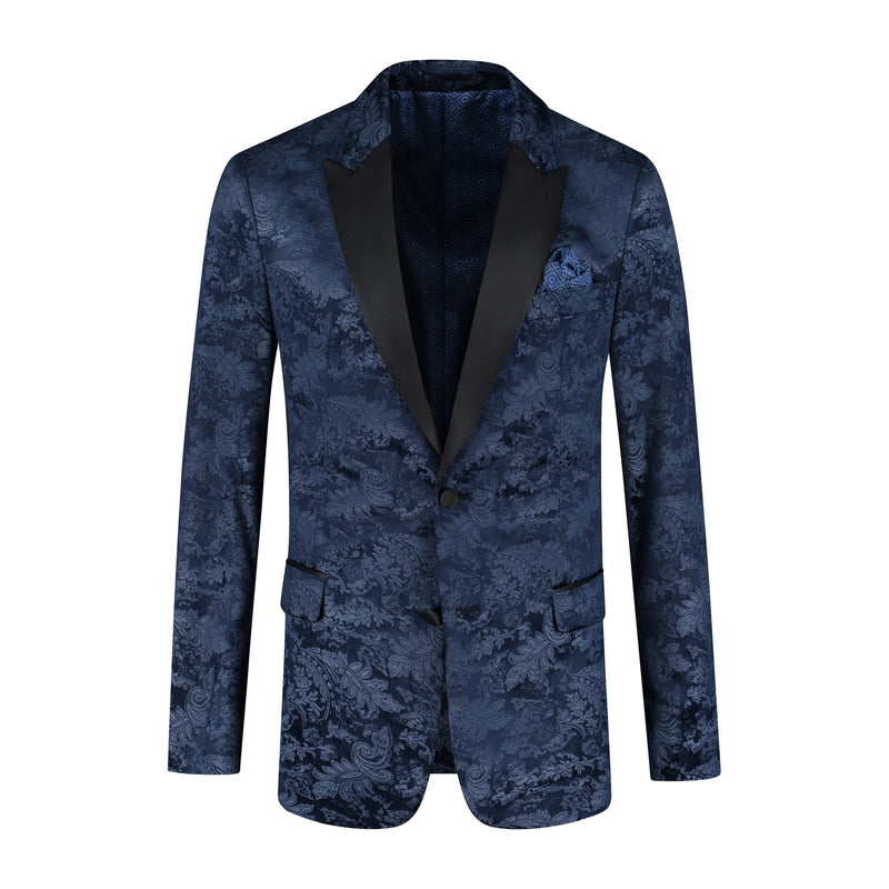 Dinnerjacket paisley velvet blauw - Gents