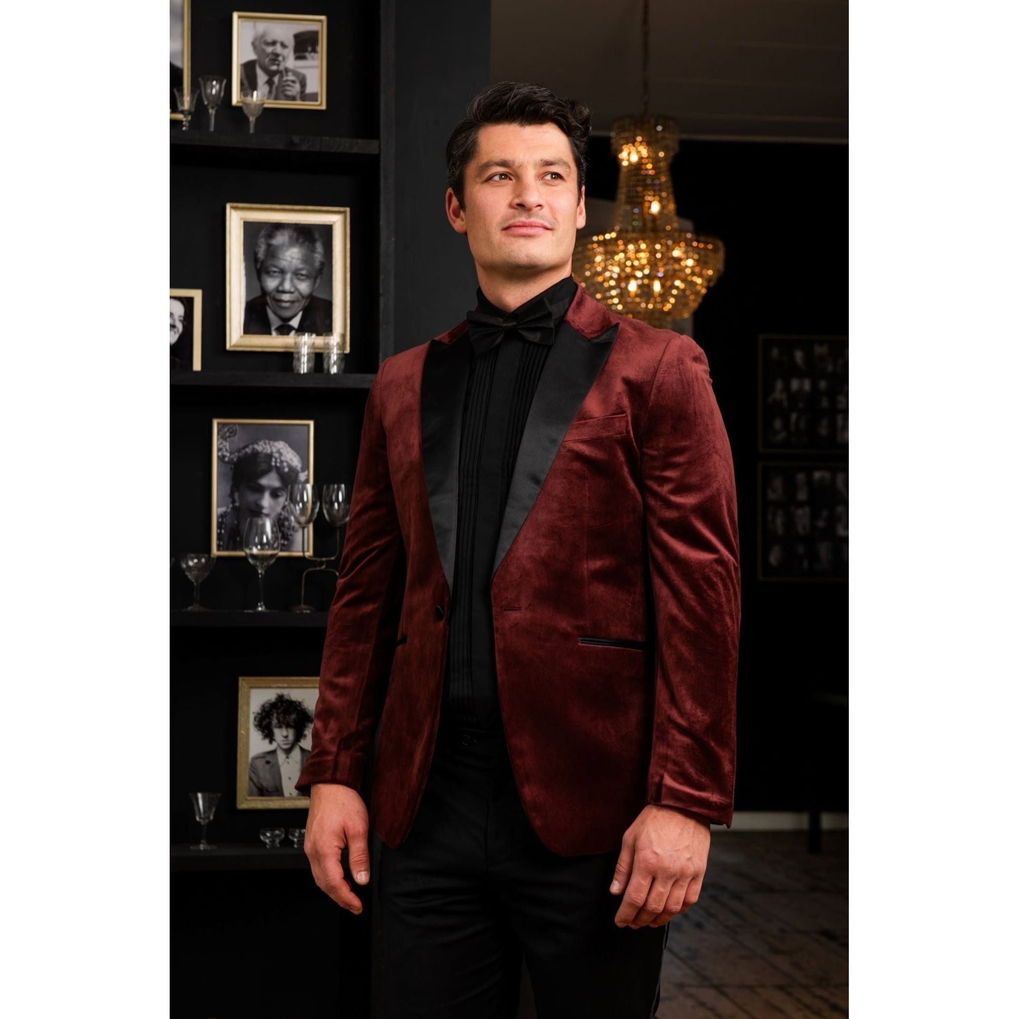 Dinnerjacket velvet donkerrood - Gents