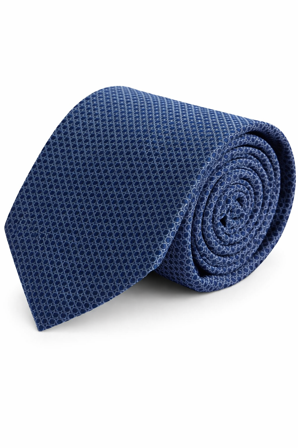 Stropdas zijde birdseye blauw, elegant met een blauw birdseye patroon, perfect voor formele gelegenheden.