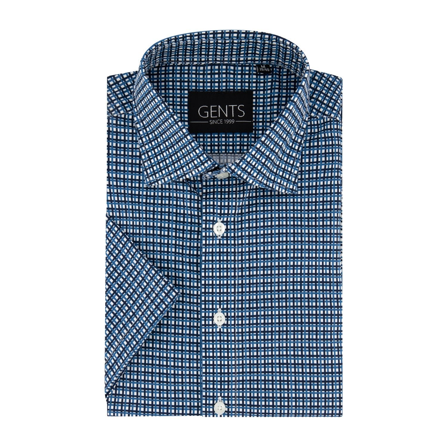 GENTS korte mouw ruit blauw - wit - Gents