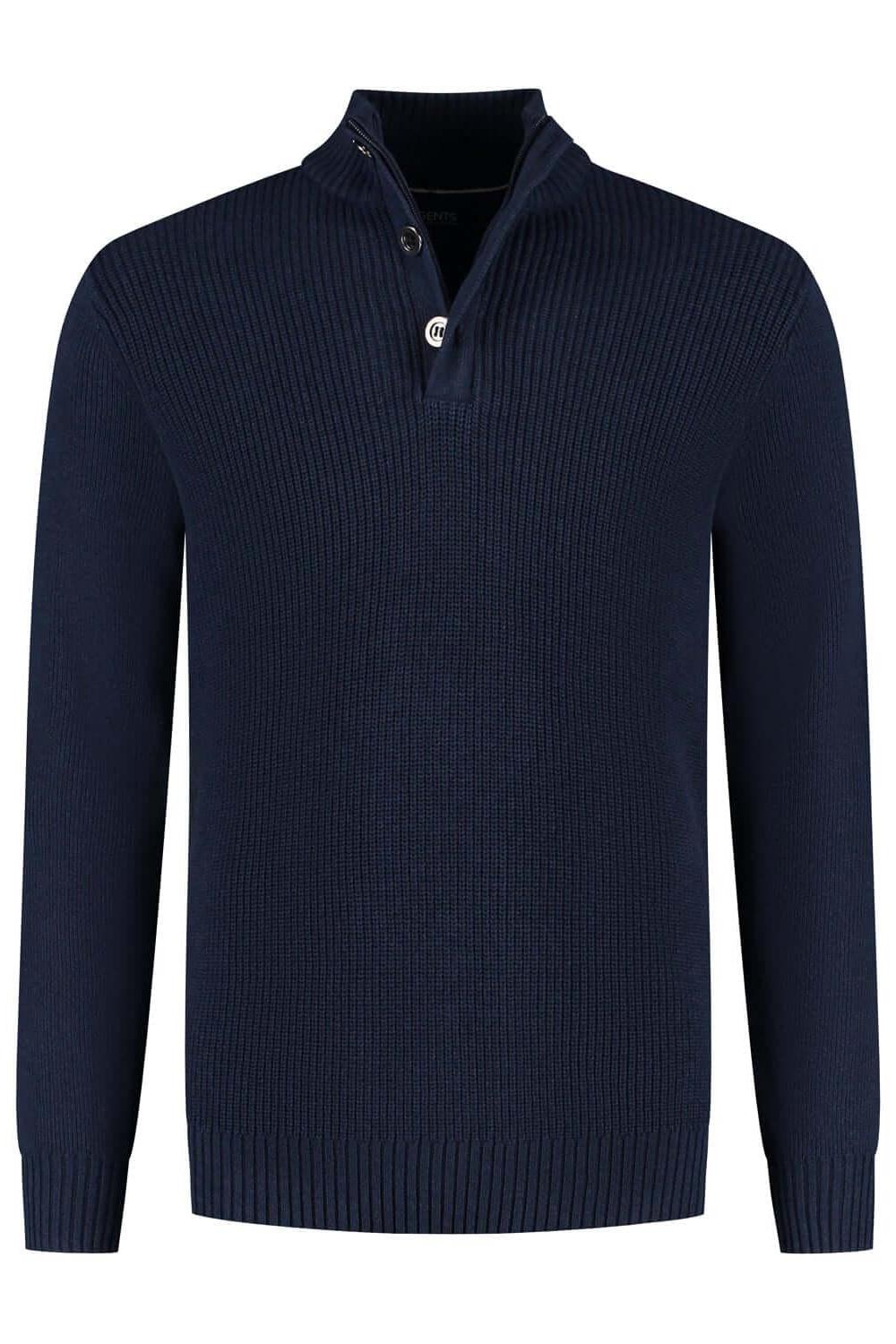 Half zip - knopen blauw - Gents