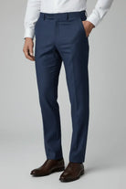 Pak wolblend - Navy 2-delig, verfijnde marineblauwe broek voor een formele uitstraling.