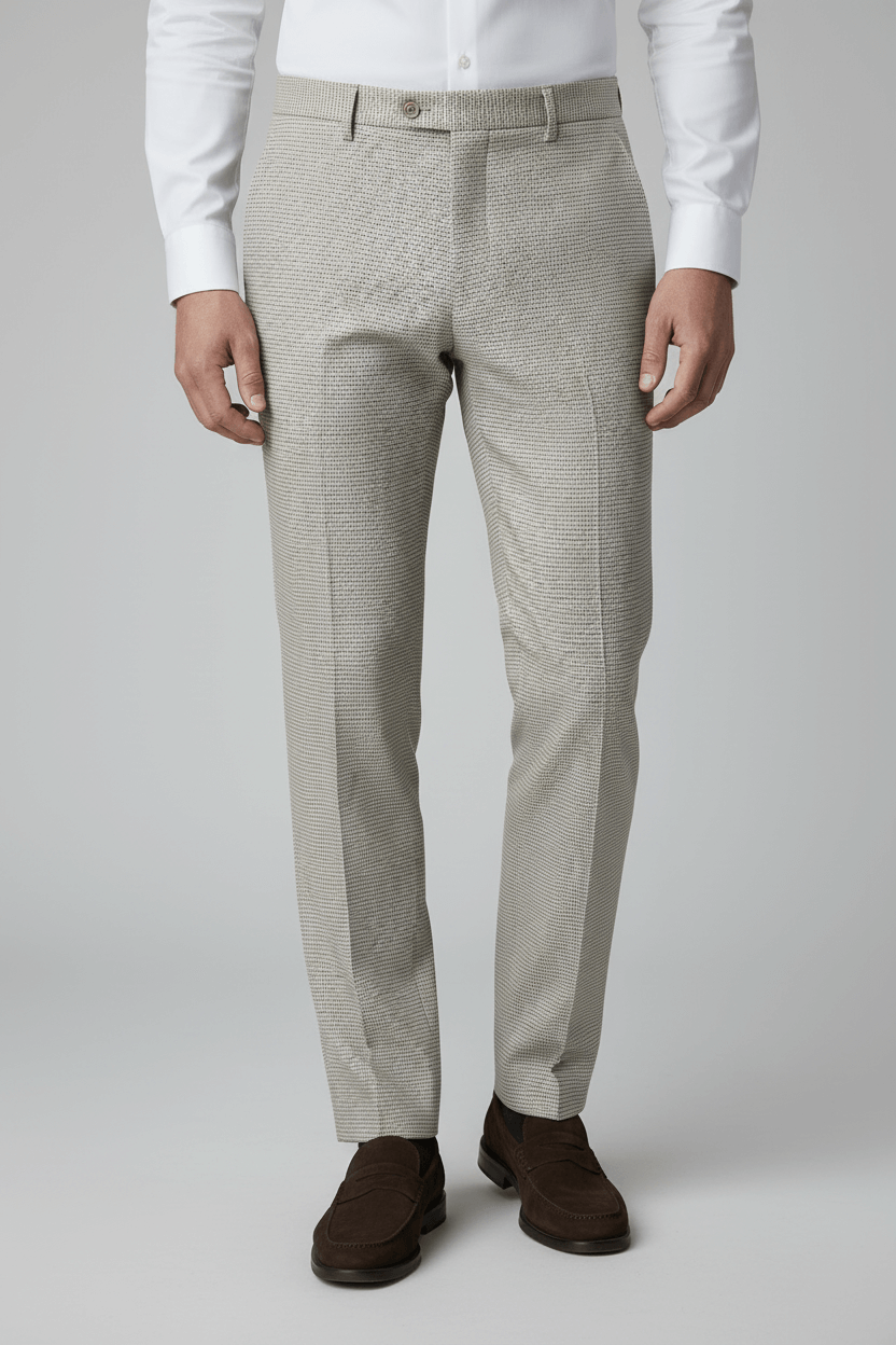 Pantalon pied-de-poule beige