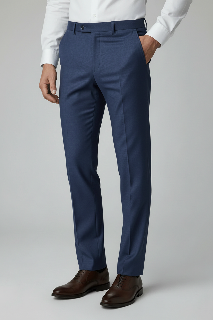 Royal blue mixed fabric trousers MixMatch