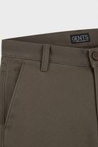 Chino stretch structuur donkerbruin - detail
