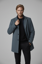Coat windvanger melange blauwgrijs - pose 2
