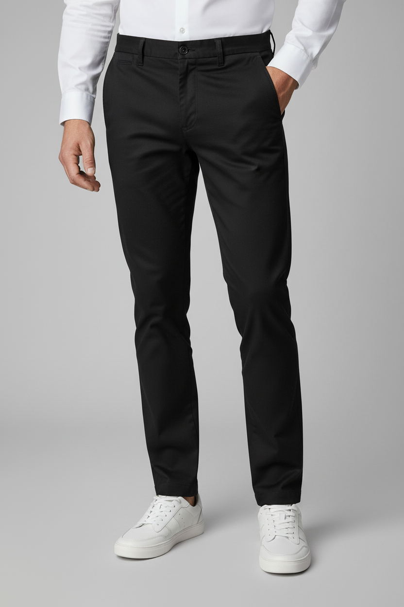 Chino stretch structuur zwart