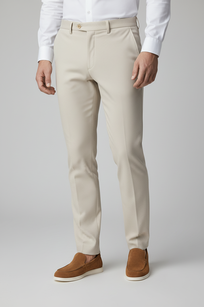Pantalon stretch pique zand