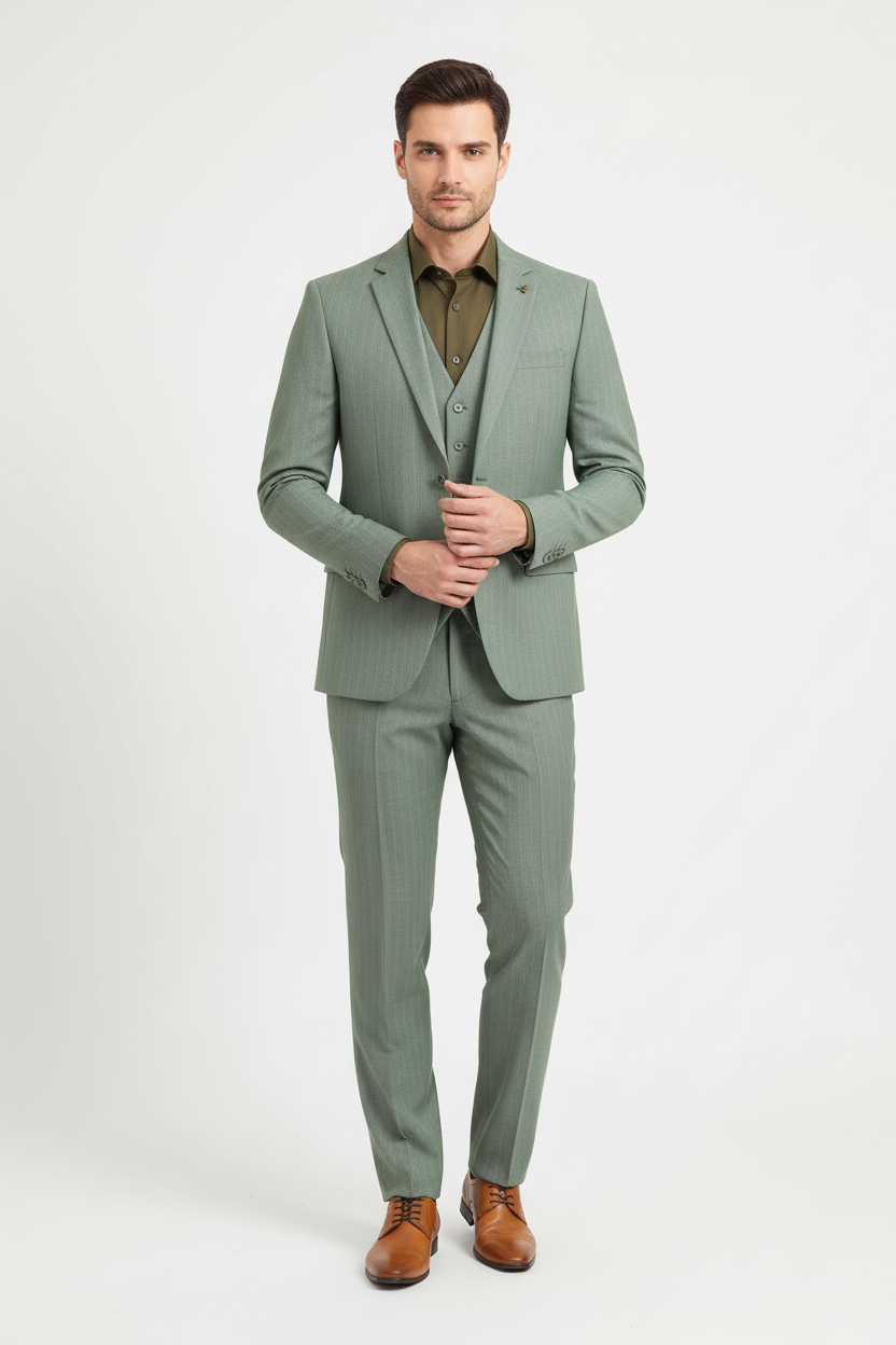 Pak pinstripe groen 3-delig