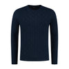 Kabeltrui ronde hals blauw - Gents