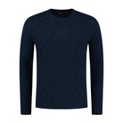 Kabeltrui ronde hals blauw - Gents