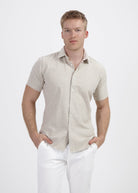 Korte mouw knit streep beige - Gents