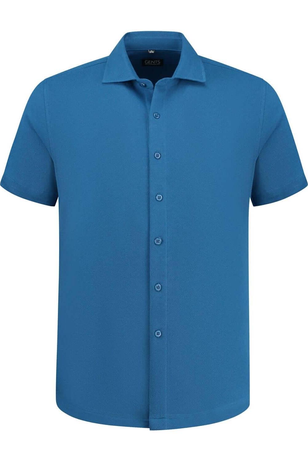 Korte mouw pique blauw - Gents
