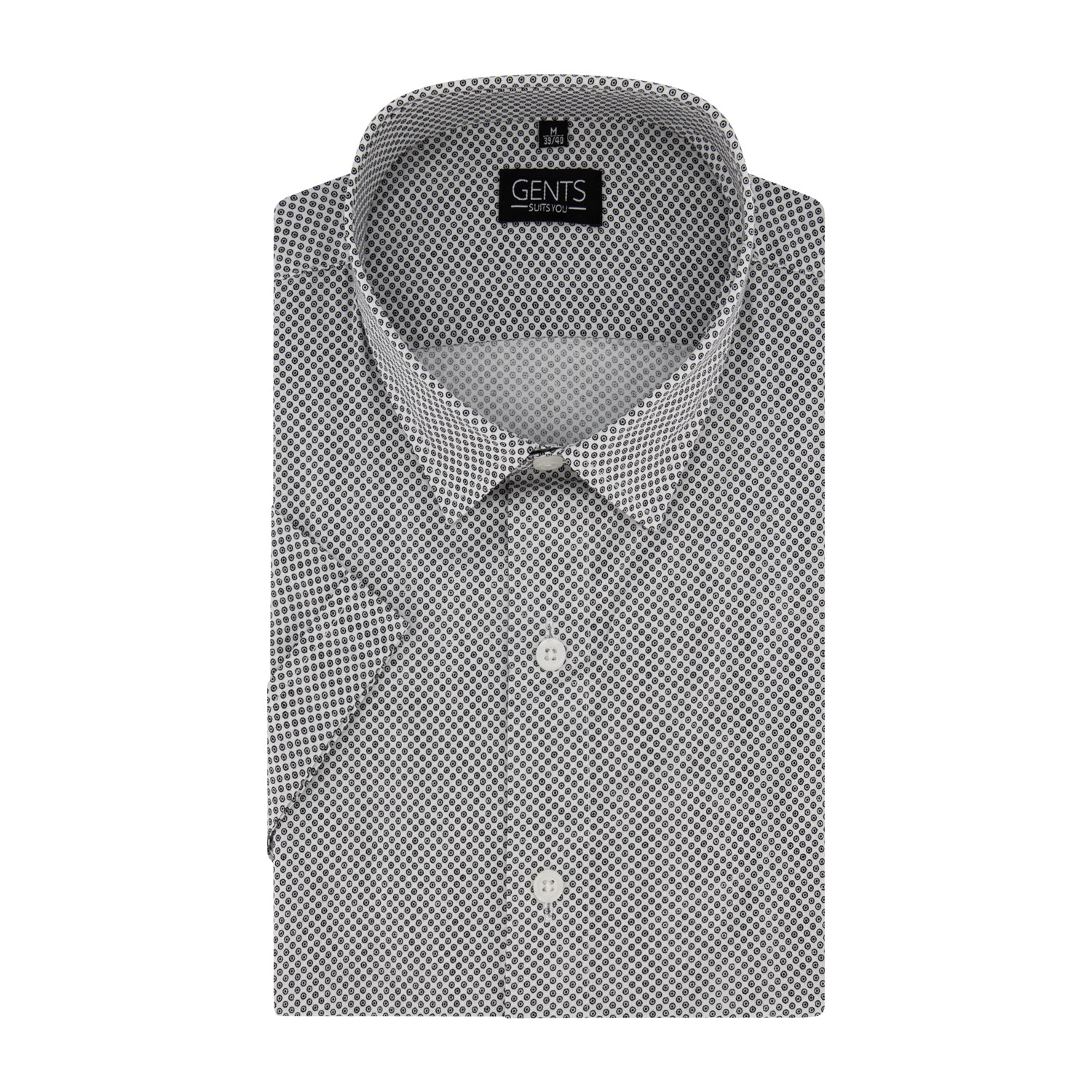 Korte mouw print rondje witgrijs - Gents
