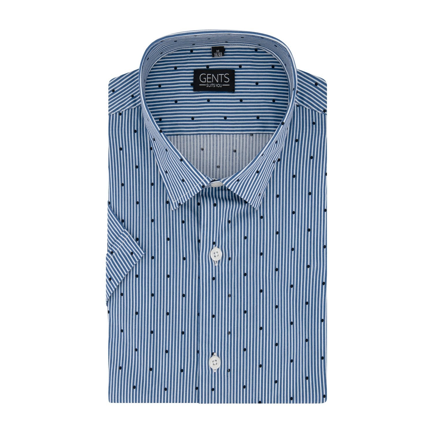 Korte mouw streep stip blauw - wit - Gents