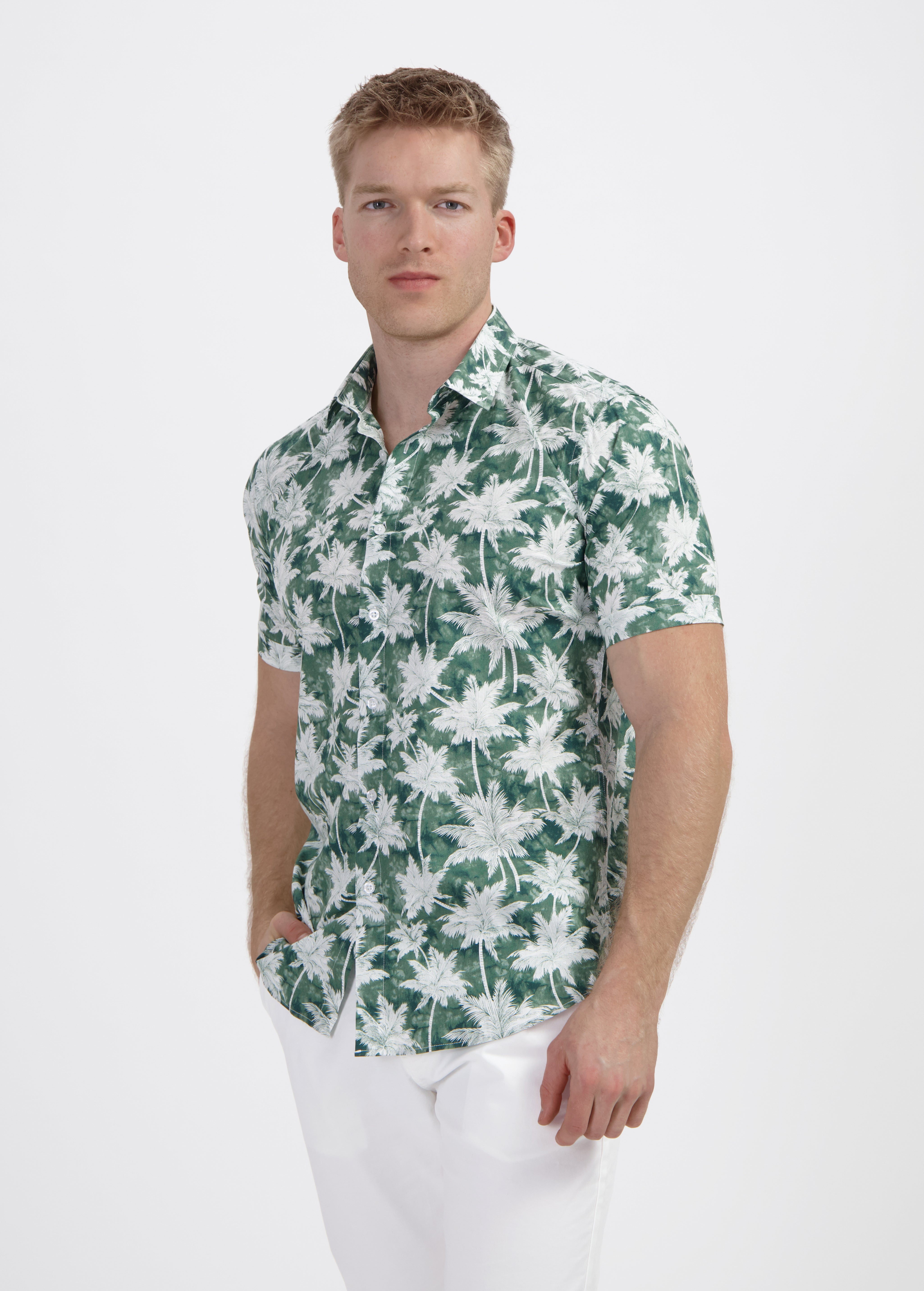 Korte mouw palmprint groen