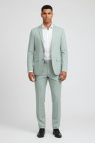 Pak 2-delig dusty groen slim-fit kostuum voor lente en zomer, elegant en modern.