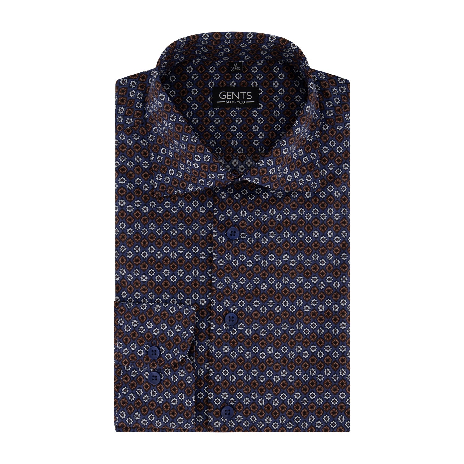 Overhemd bloempatroon blauw - Gents