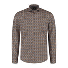 Overhemd Blumfontain bloemprint navy - bruin - Gents