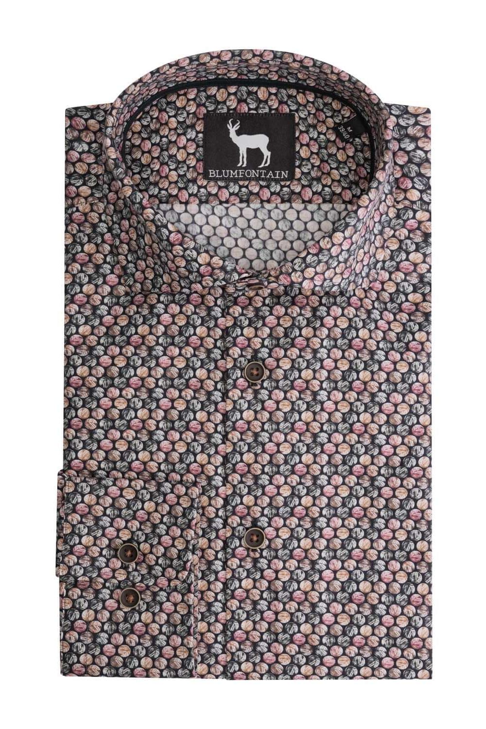 Overhemd Blumfontain cirkelprint bruin - Gents