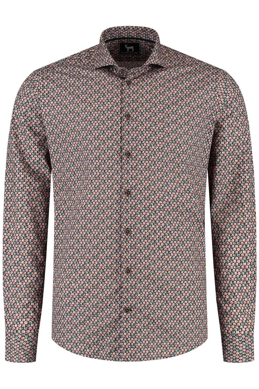 Overhemd Blumfontain cirkelprint bruin - Gents