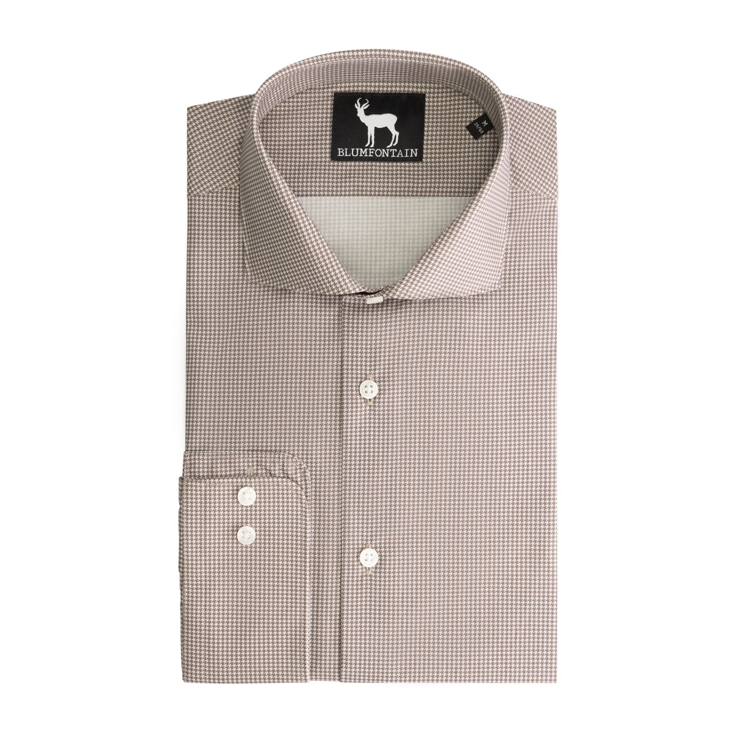 Overhemd Blumfontain pied - de - poule taupe - Gents