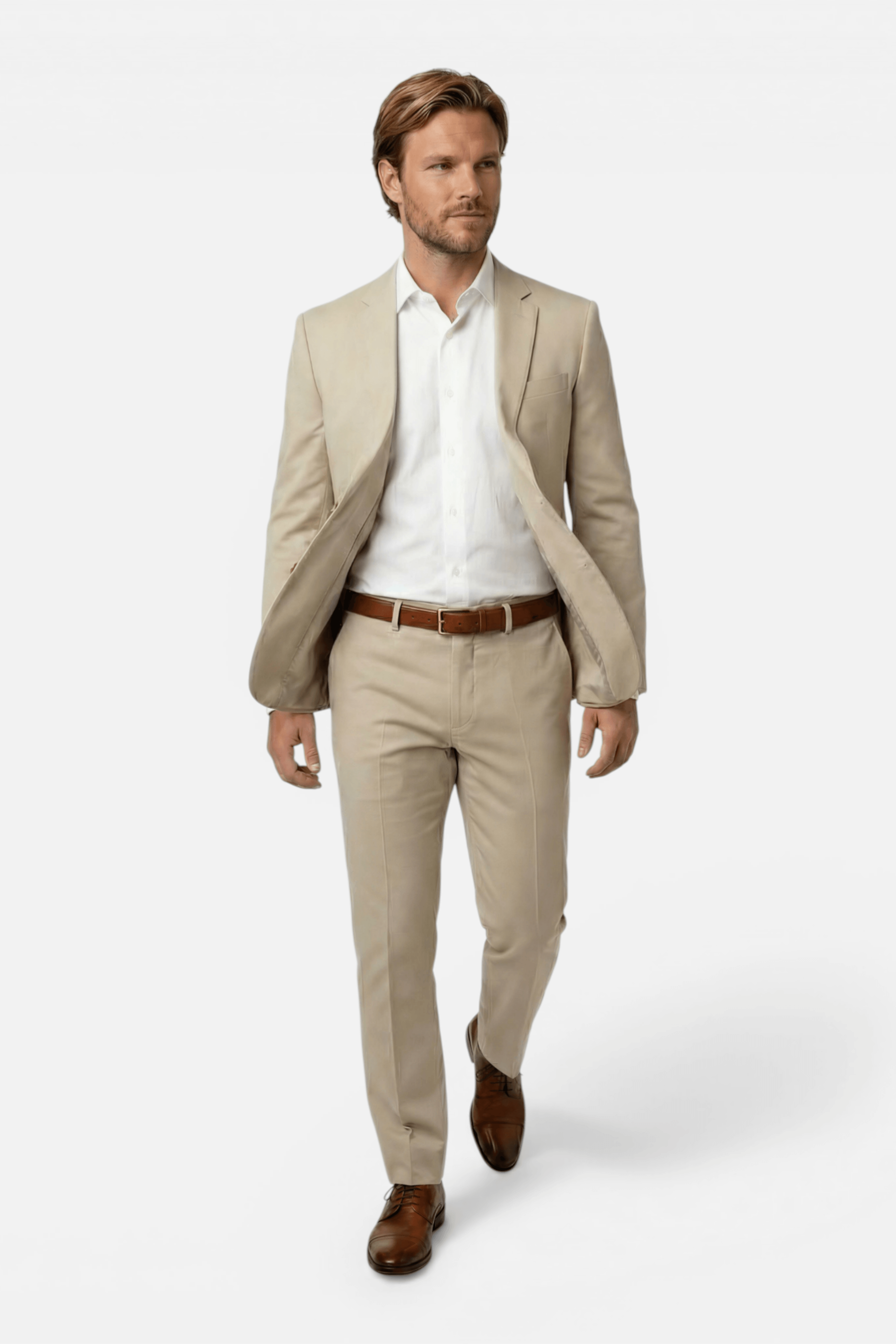 Pak 2-delig stretchkatoen zand - elegante en casual outfit voor elke gelegenheid.