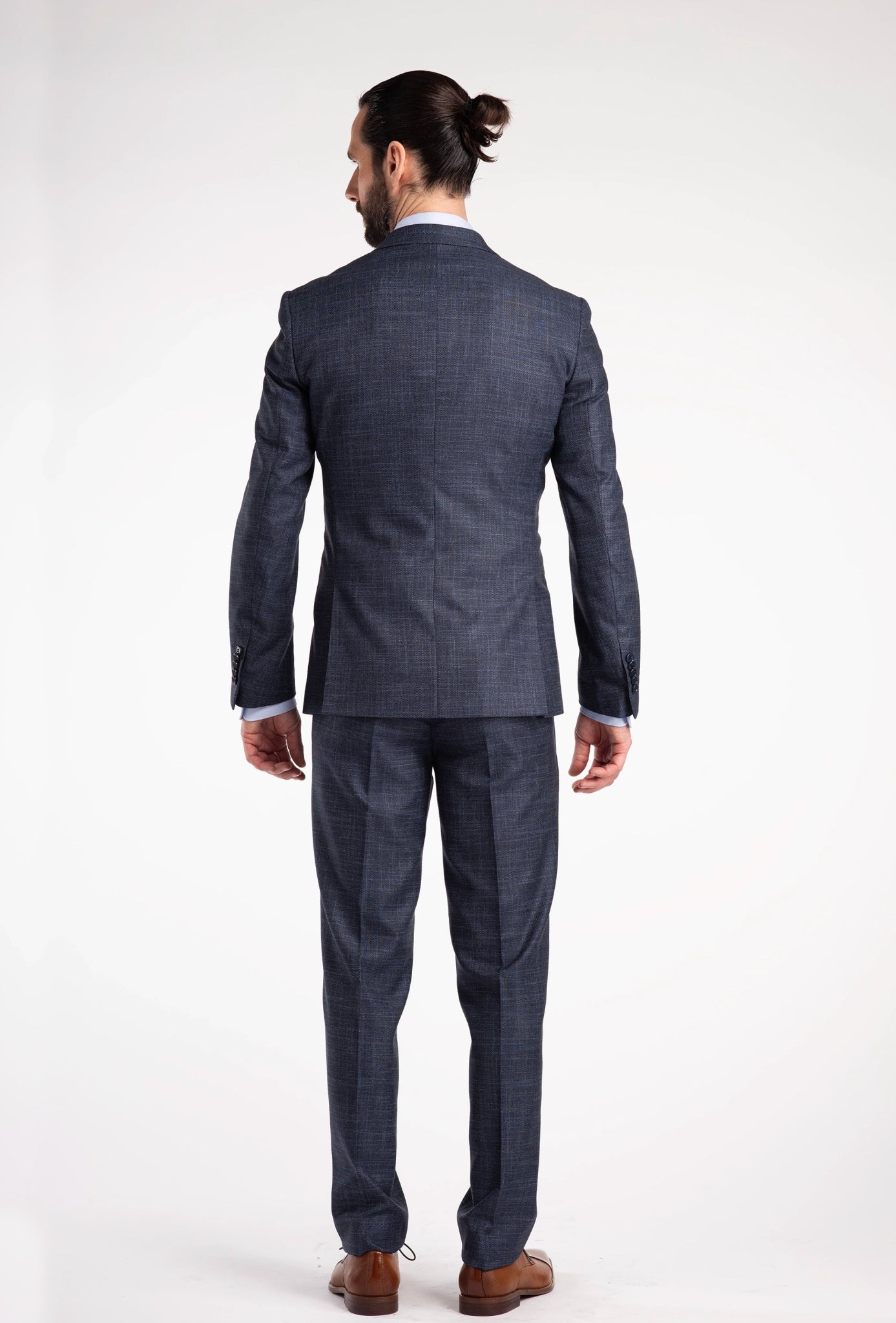 Pak birdseye structuur blauw - Gents