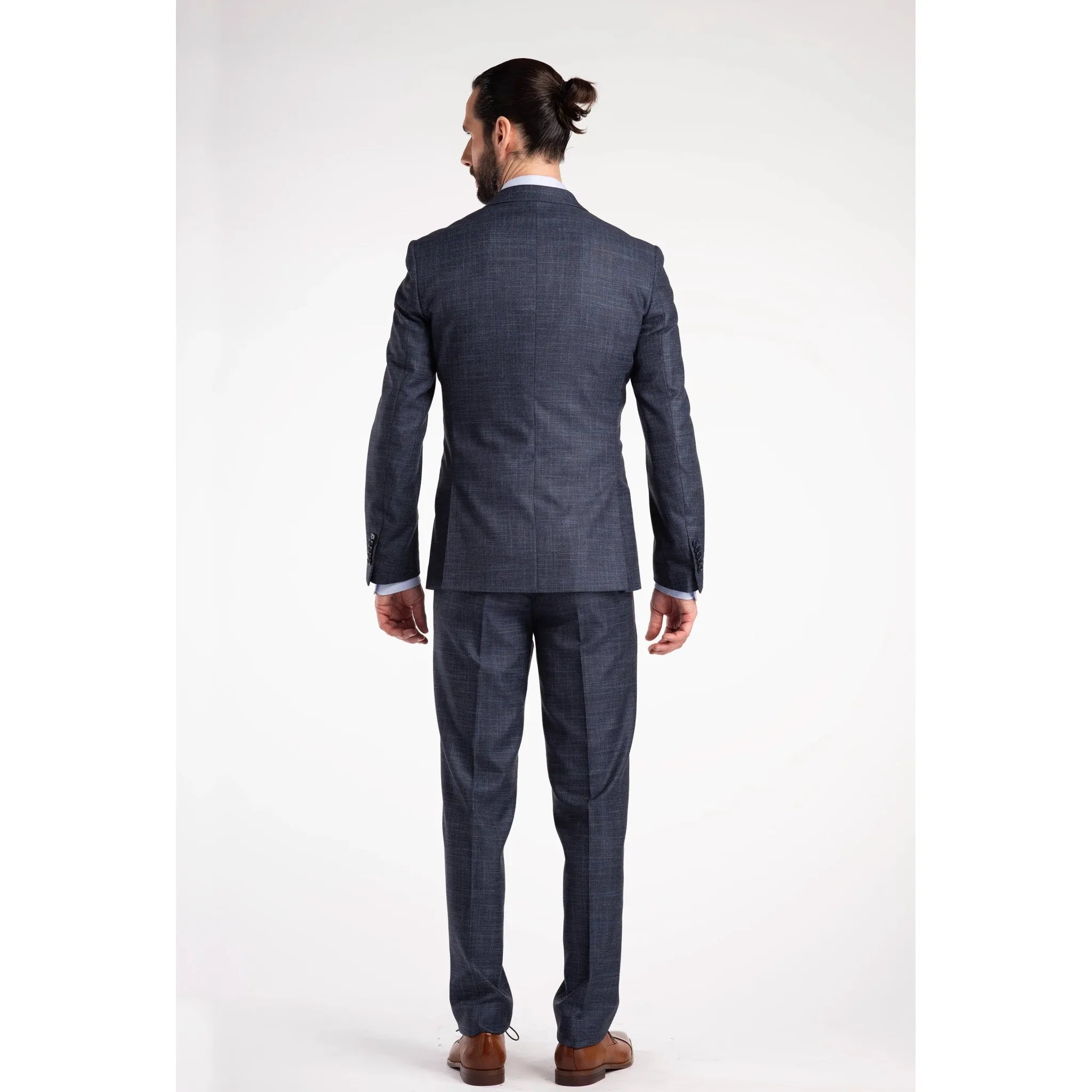Pak birdseye structuur blauw - Gents