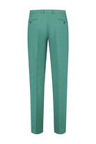 Pak ceder groen 3-delig, stijlvolle groene pantalon van hoge kwaliteit, achterkant zichtbaar.