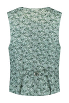 Pak ceder groen 3-delig, groene sleeveless top met bloemmotief en achterkant met ceintuur.