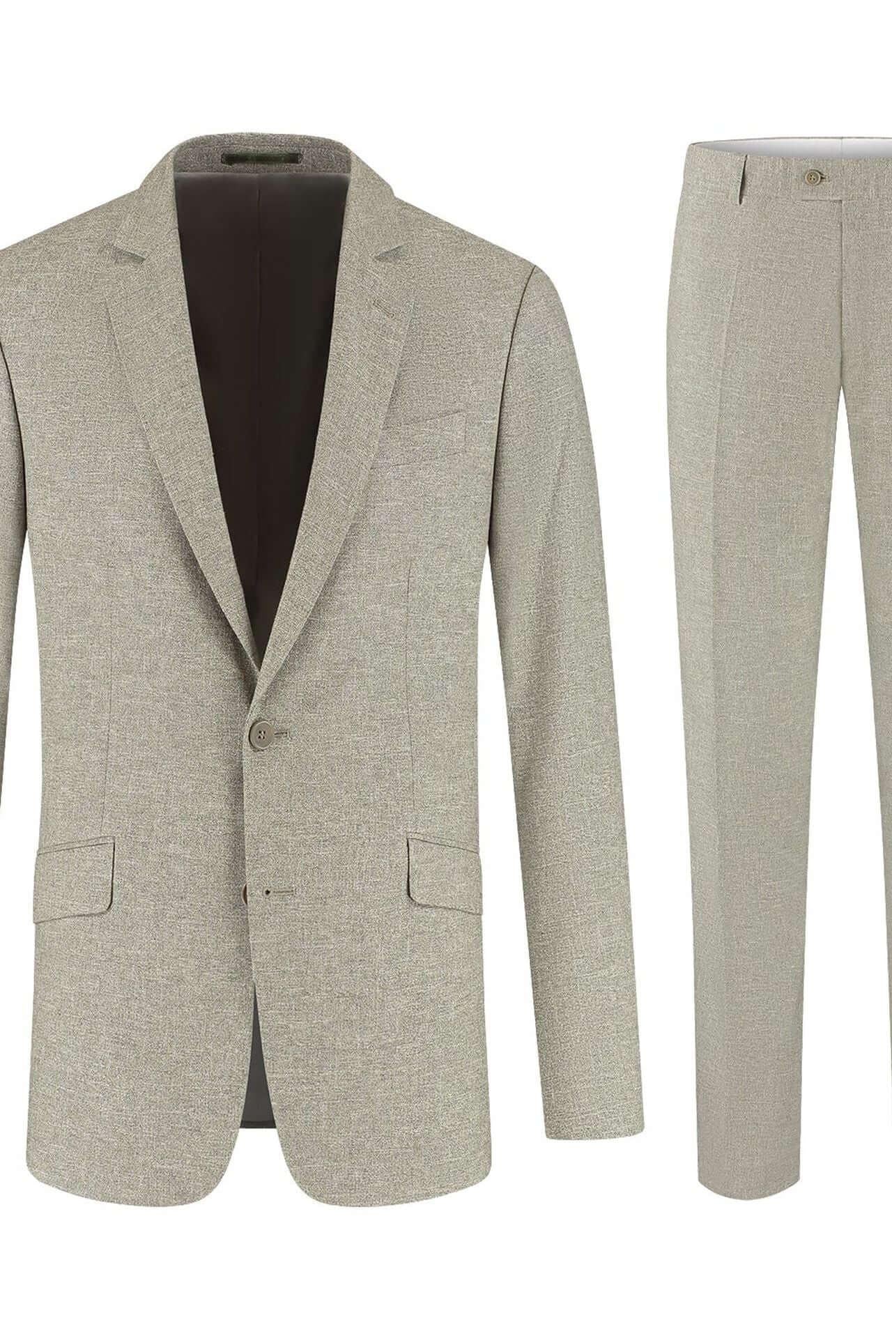 Pak linnen-katoen dauw-groen ademend linnen-katoen tweedelig pak voor meerdere gelegenheden.