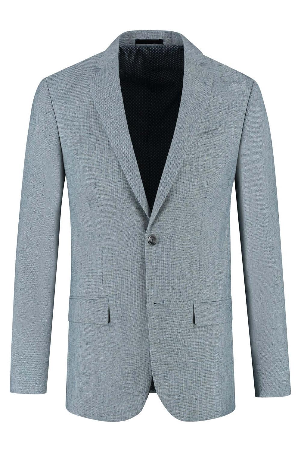 Pak linnenblend mistgroen blazer voor formele en semi-formele gelegenheden, ademend stretchmateriaal.