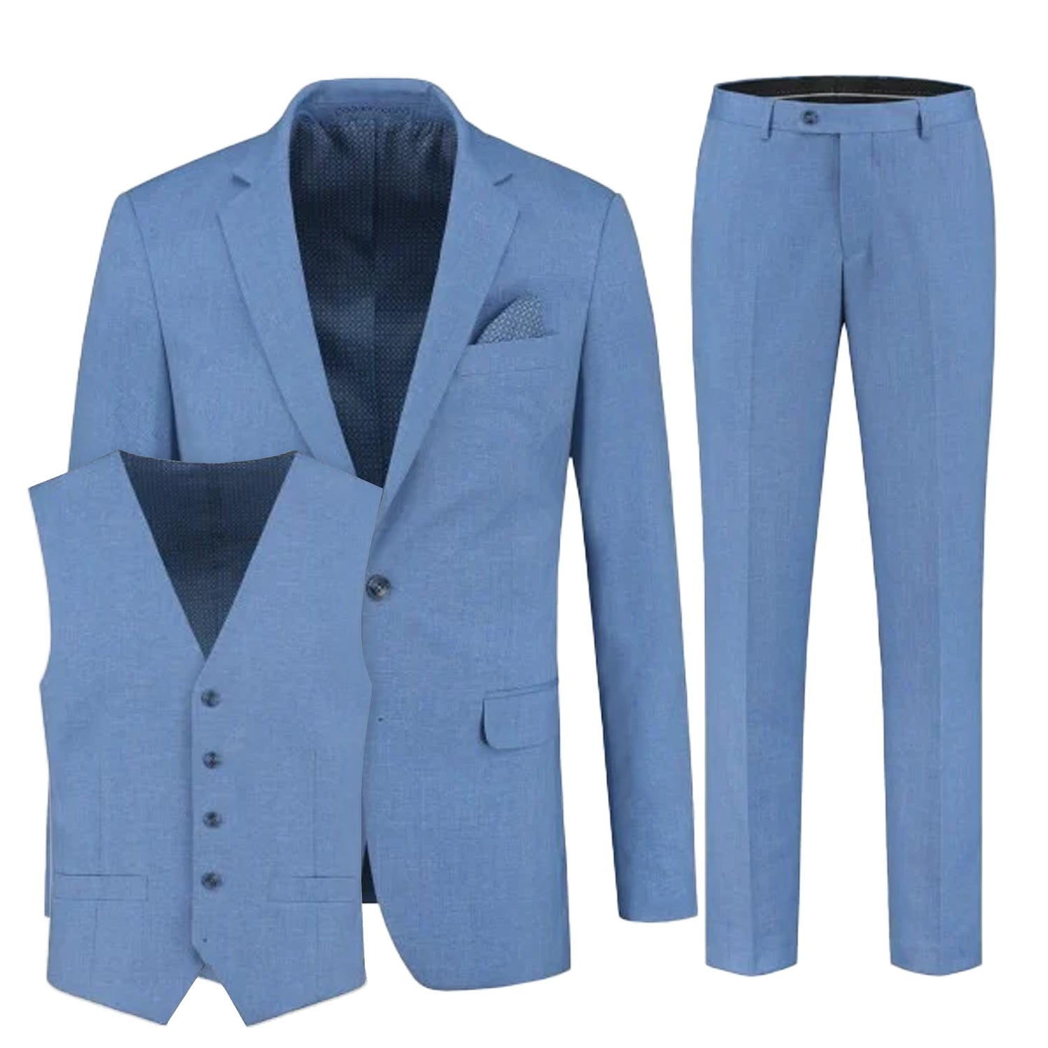 Pak linnenlook staalblauw 3 - delig - Gents