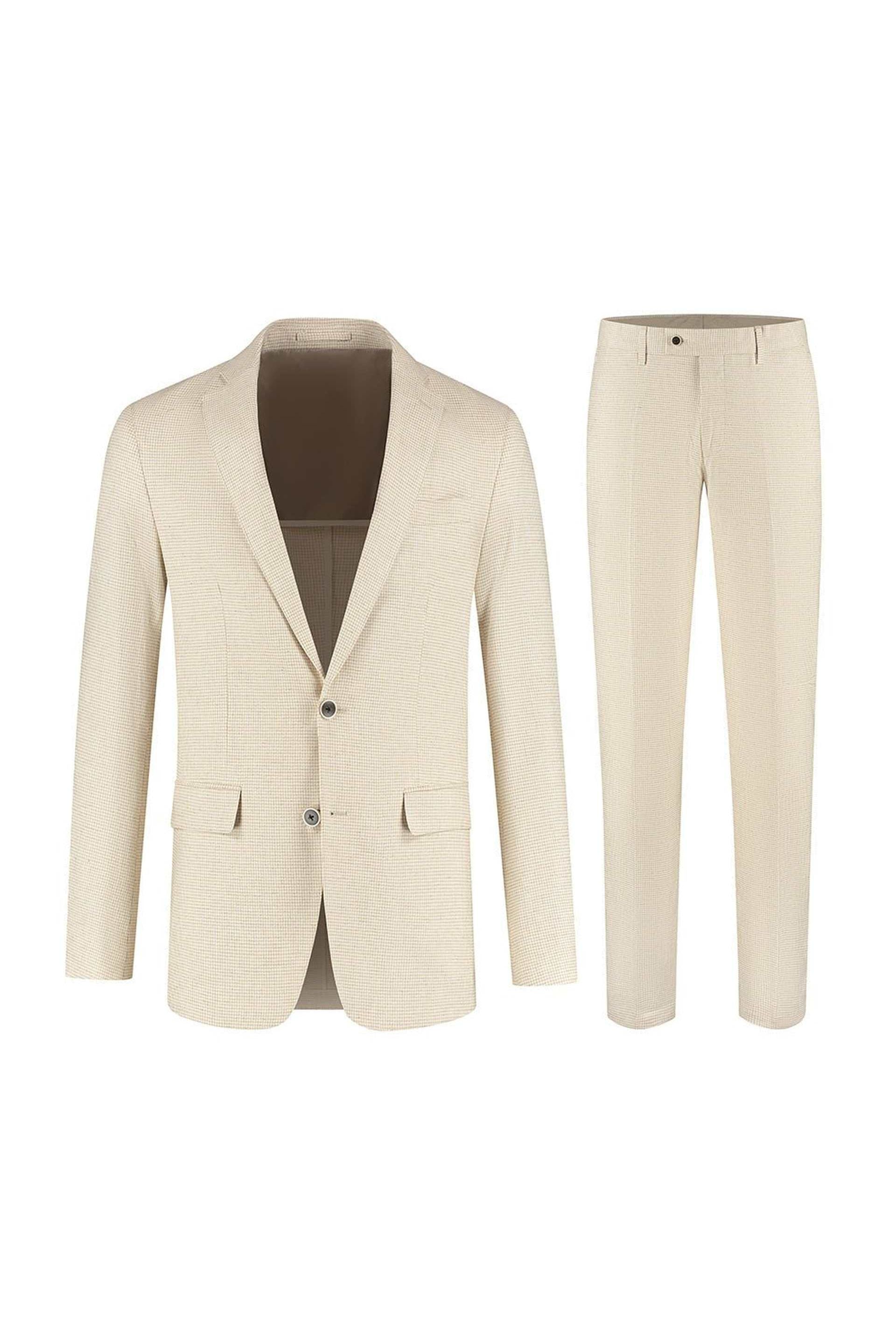 Pak pied - de - poule linnen - katoen beige - Gents