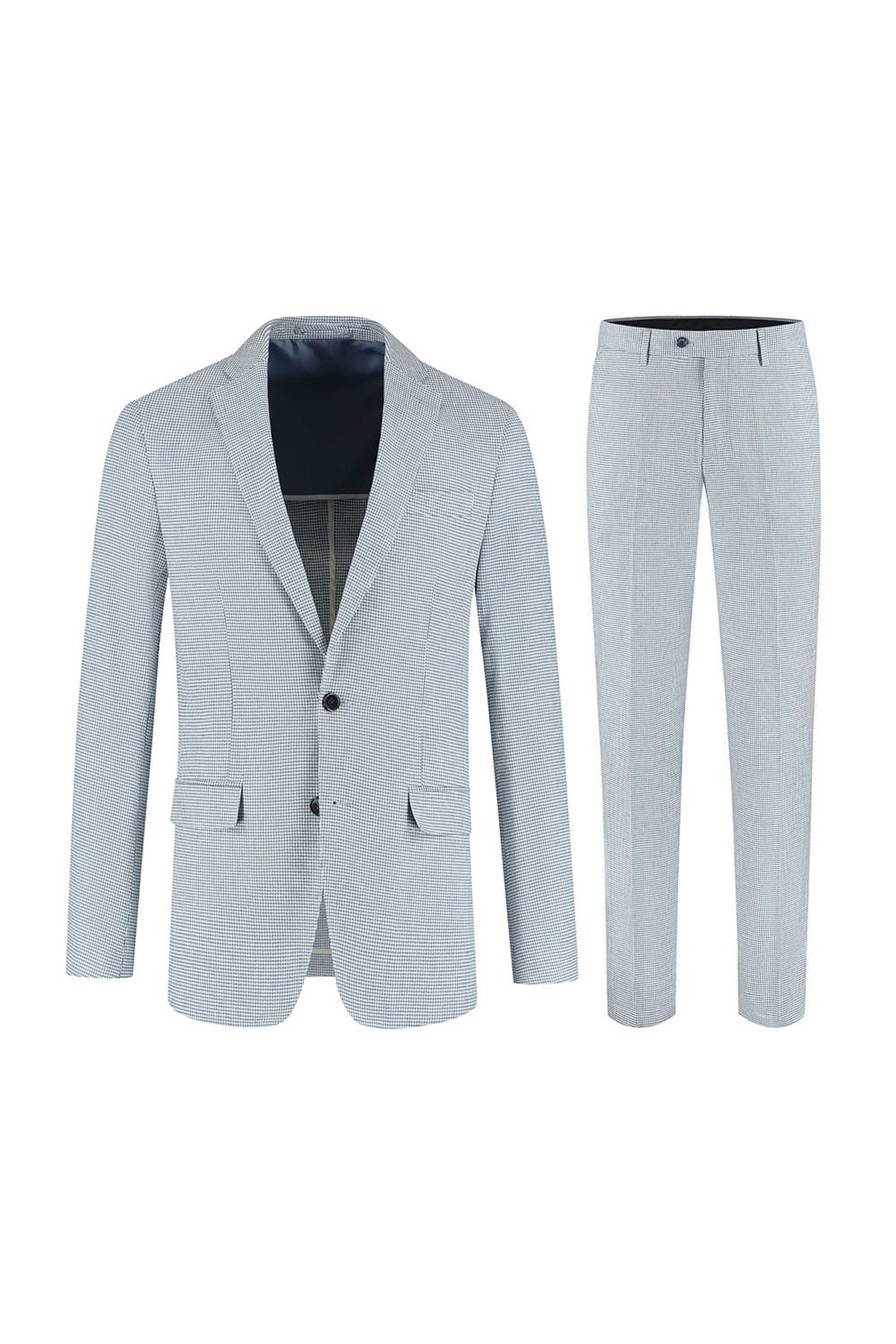 Pak pied - de - poule linnen - katoen blauw - Gents