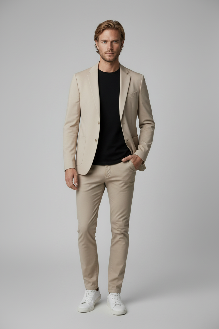 Pak 2-delig stretch beige