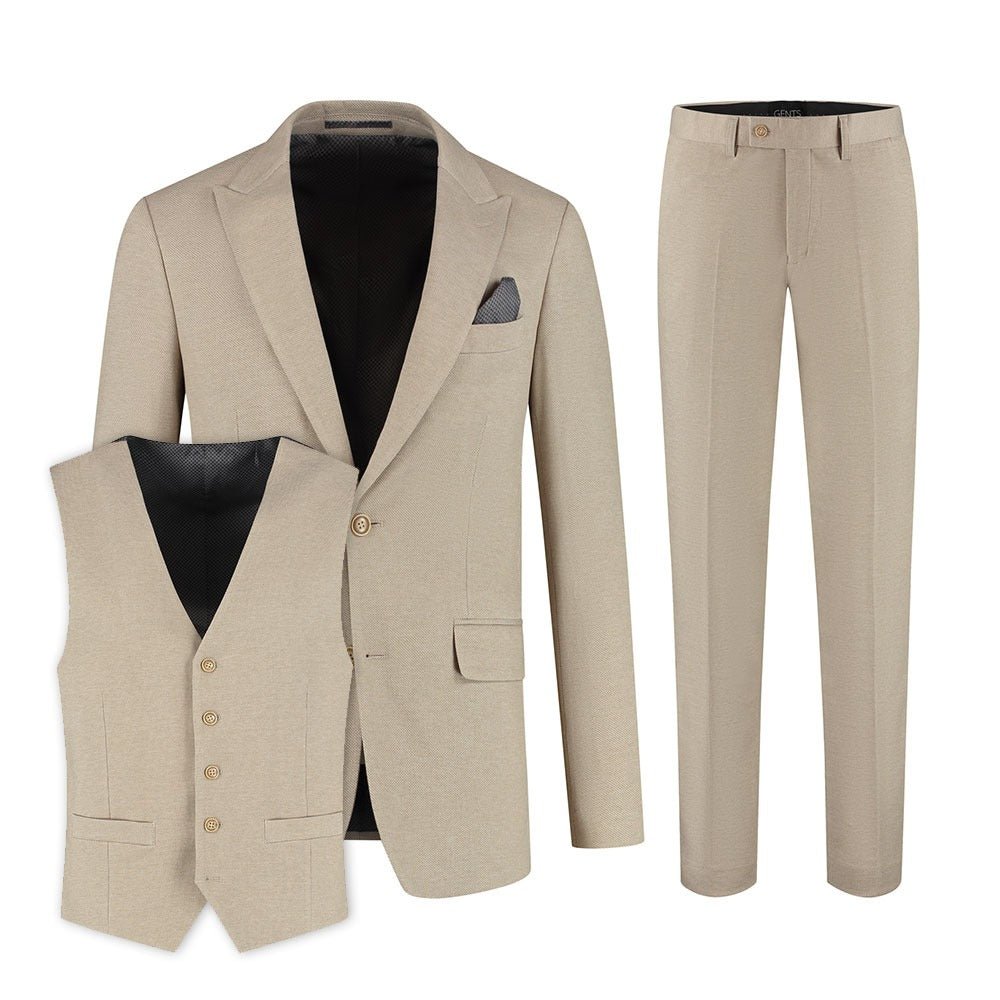 Pak stretch dune beige 3 - delig - Gents