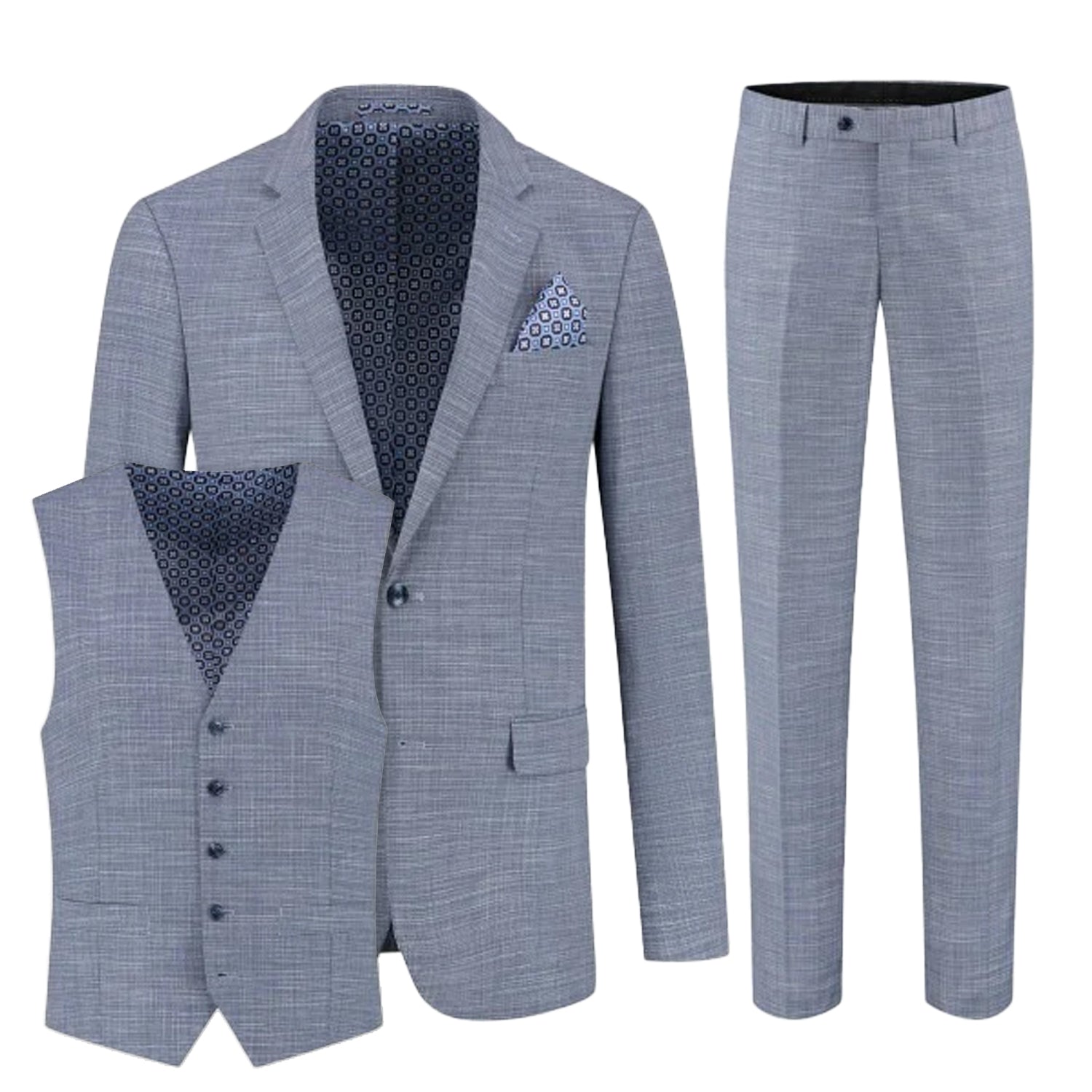 Pak structuur steenblauw 3 - delig - Gents