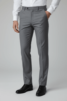 Pak wolblend - grijs 2-delig, elegante grijze broek met klassieke snit, perfect voor formele gelegenheid.