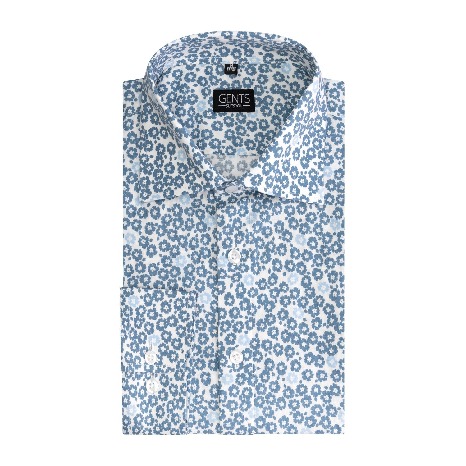 Print bloemetje grijs - blauw - Gents