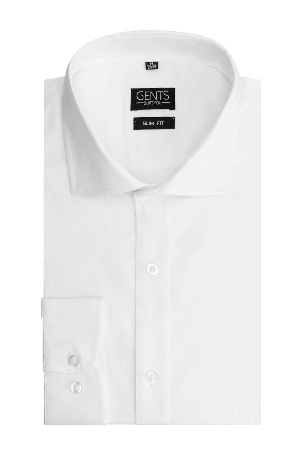 Slimfit bamboe structuur wit - Gents