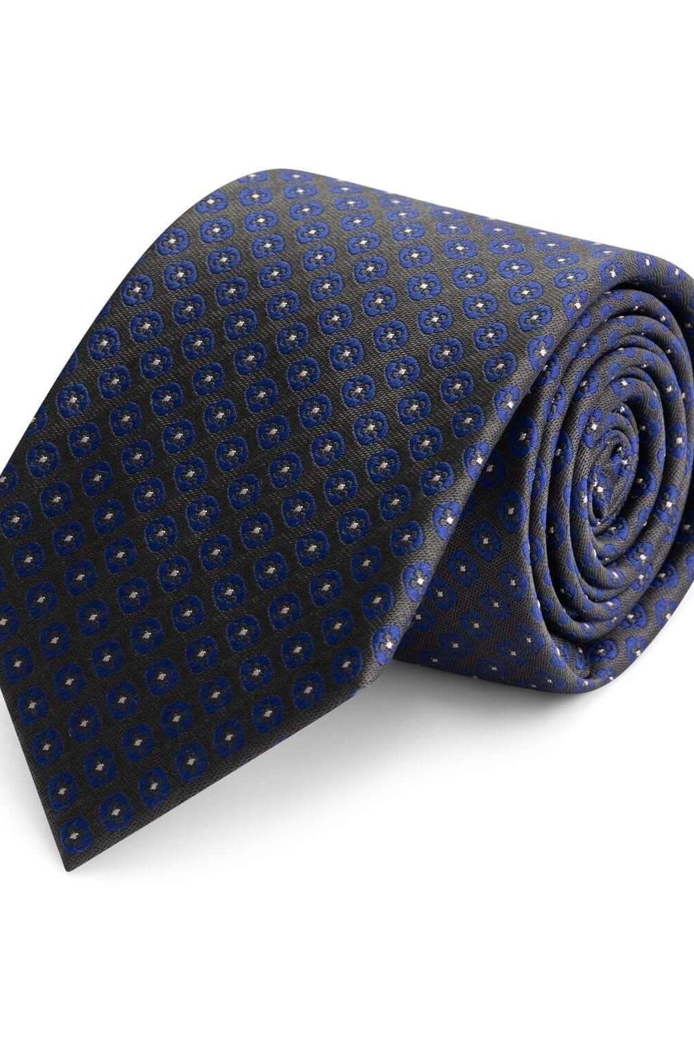 Stropdas zijde grijs/blauw met stip - Gents