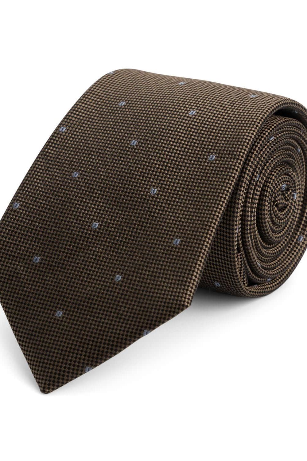 Stropdas zijde print dammen woodbruin - Gents