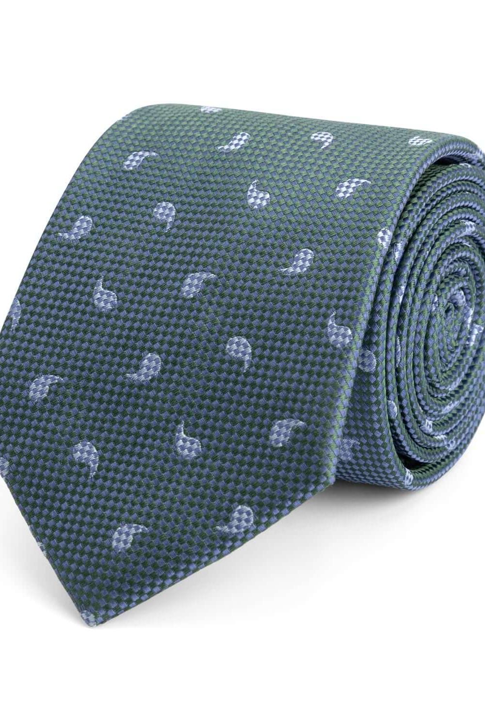Stropdas zijde print paisley pattern groen - blauw - Gents