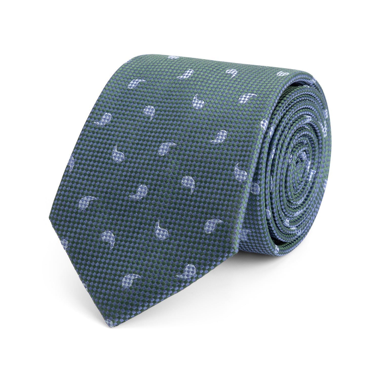 Stropdas zijde print paisley pattern groen - blauw - Gents