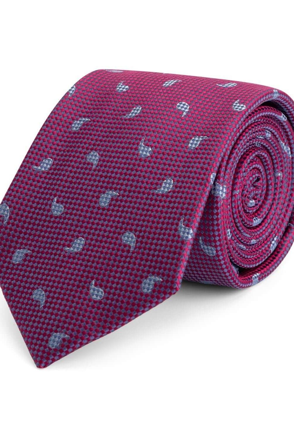 Stropdas zijde print paisley pattern roze - blauw - Gents