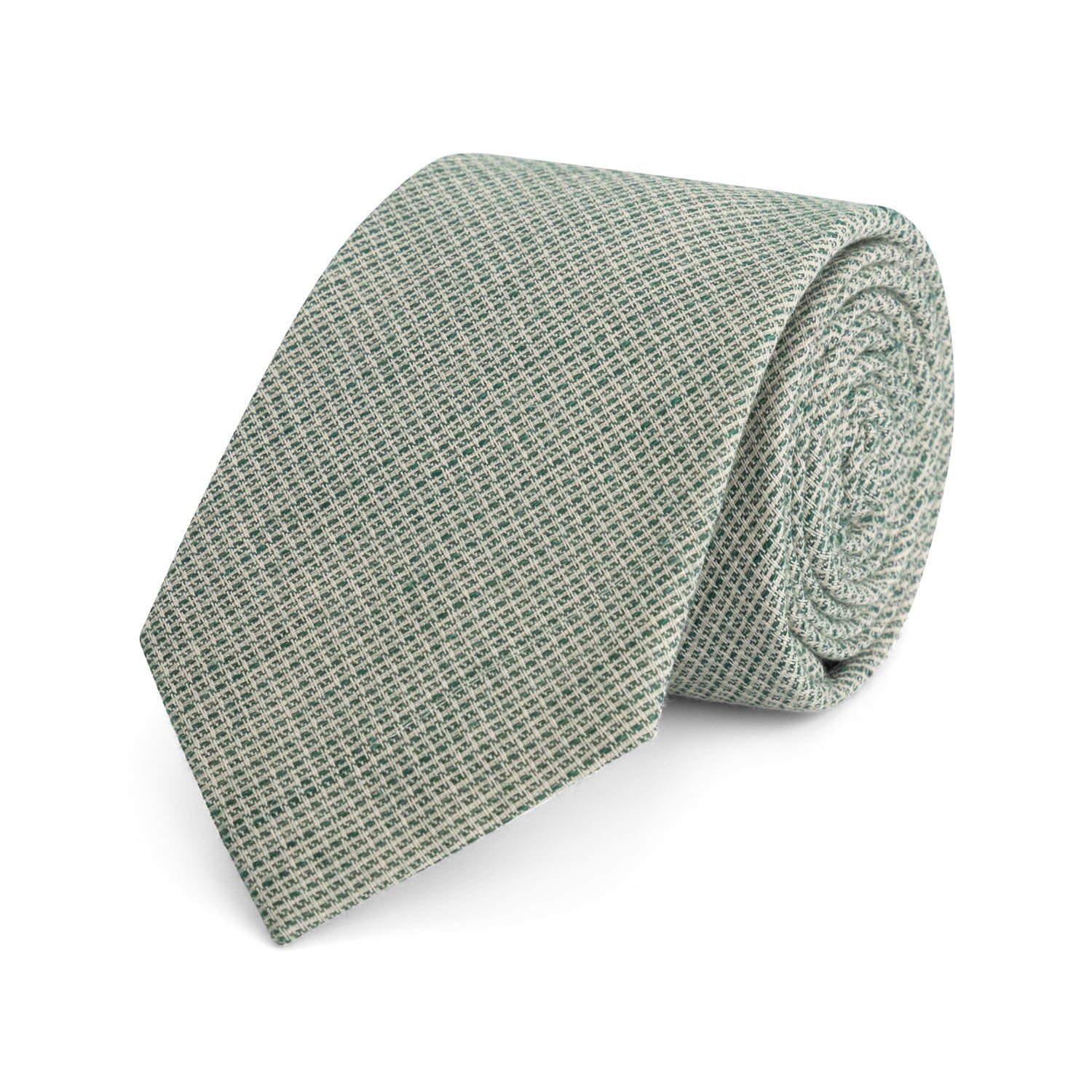 Stropdas zijde print ruit groen - ecru - Gents