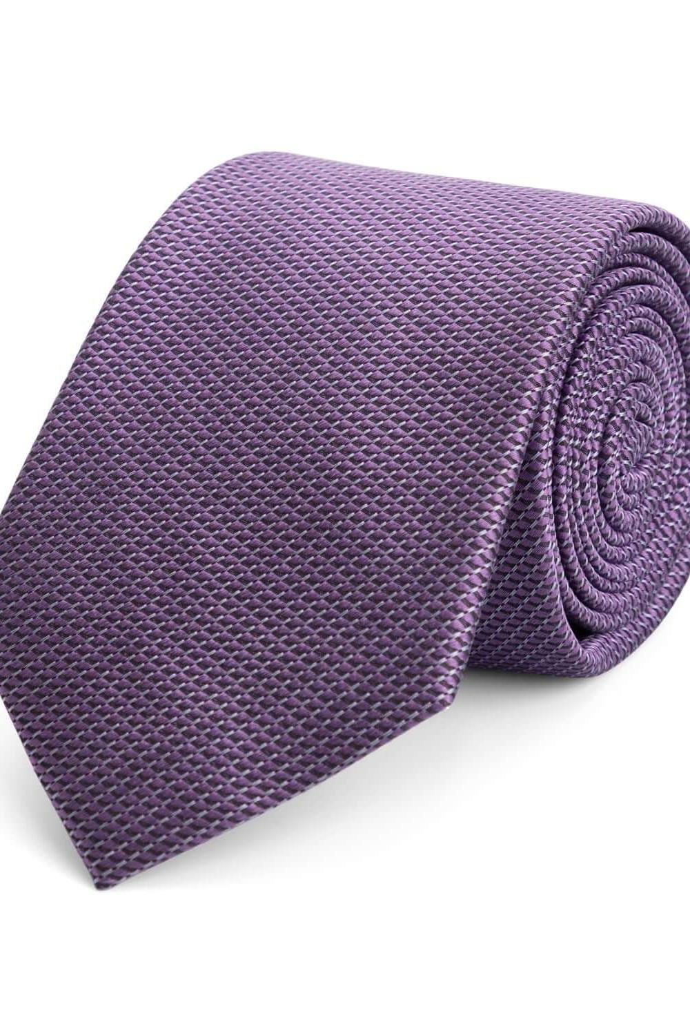 Stropdas zijde print schuine strepen paars - Gents